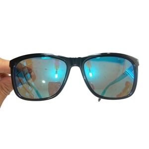 Merry's Sunglasses Mens OS Black Blue Mirror Lens S8286 Rectangular Sporty